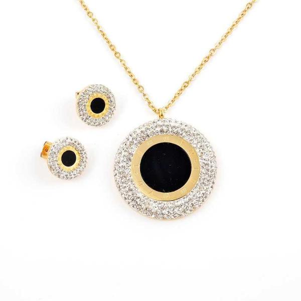 South American Fashion Stainless Steel Earrings With Matched Pendant Necklace Set CQT14