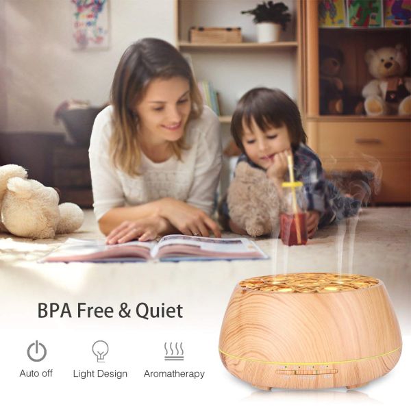 Home Appliances Stocks 400ml Colorful LED Light Electric Ultrasonic Wood Grain Essential Oil Scent Diffuser Air Humidifiers