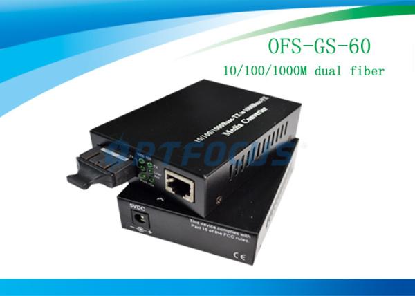 Single Mode Fiber Media Converter 10 / 100 / 1000 Base - Tx to 1000 Base - LX MC 60Km 1310nm
