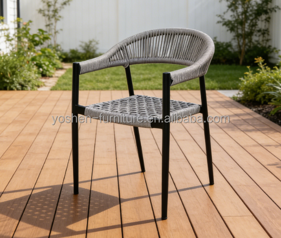 Stackable Armless French Dining Chair Bistro Chair Waterproof Comfortable Aluminum Frame for Outdoor Restaurants
