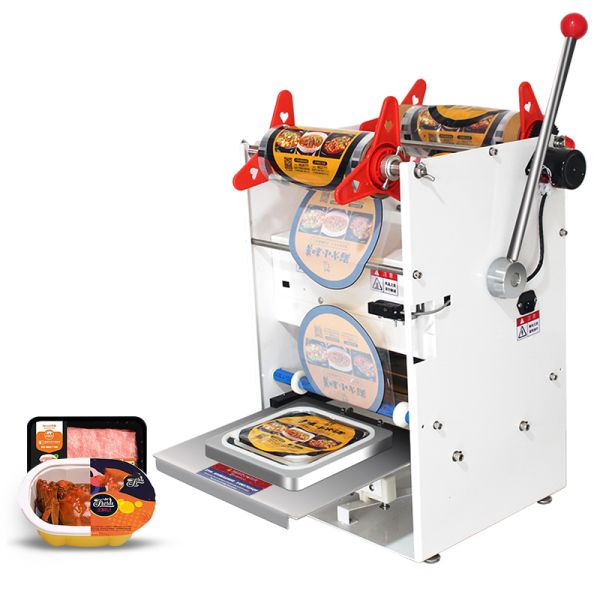 Industrial Fast Food Box Lunch Tray Sealing Machine with Customizable Hand Press Mold