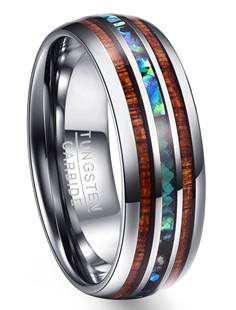 Bandes de mariage en carbure de tungstène avec bois de Robinia et Abalone Shell Inlay Unisexe Cadeau de fiançailles classique