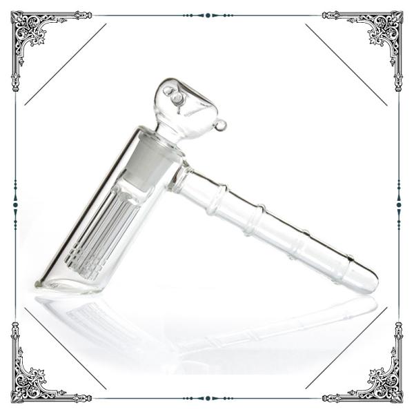 Hammer Glass Water Bubbler 6.7 Inches Length With Colored 6 Arms Tree Percolator