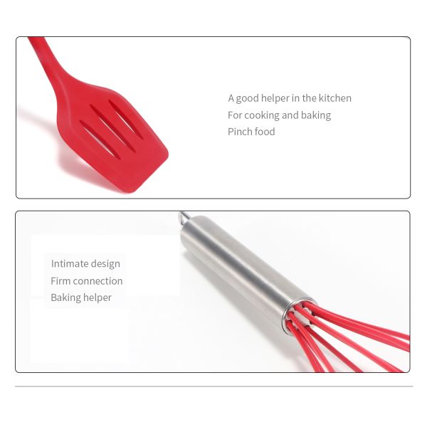 Green Silicone Support for High Temperature Cooking in Nonstick 10 Pcs Kitchen Utensil Set