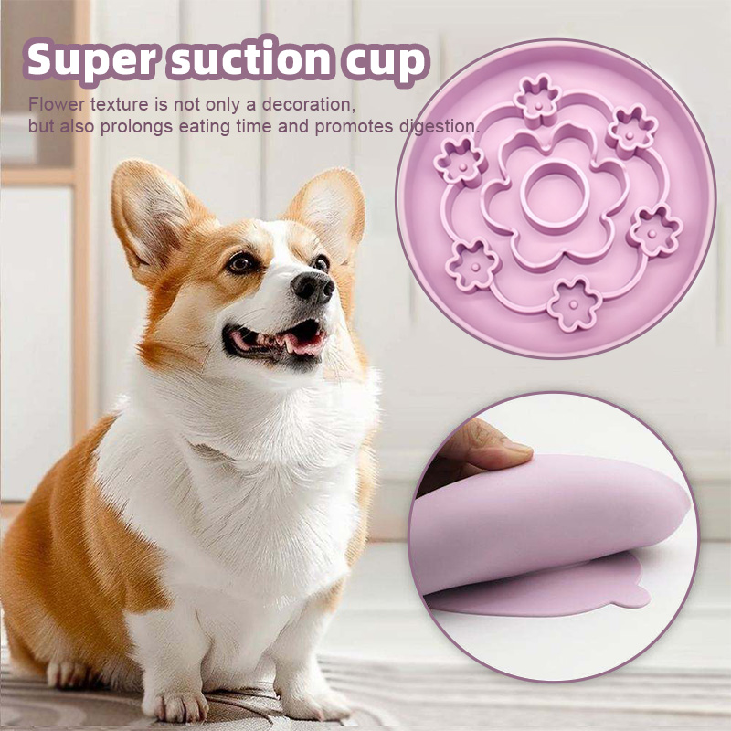 Anti-Choking Eco-friendly Silicone Solid Pattern Slow Feeder Dog Bowl with Suction Cup for Dogs