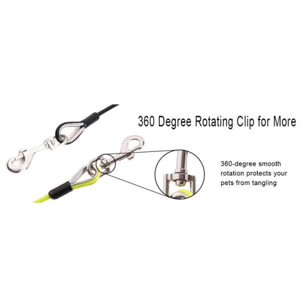 Связь любимца цвета покрытая пластмассой вне привязывает цепь собаки веревочки стального провода с Карабинер