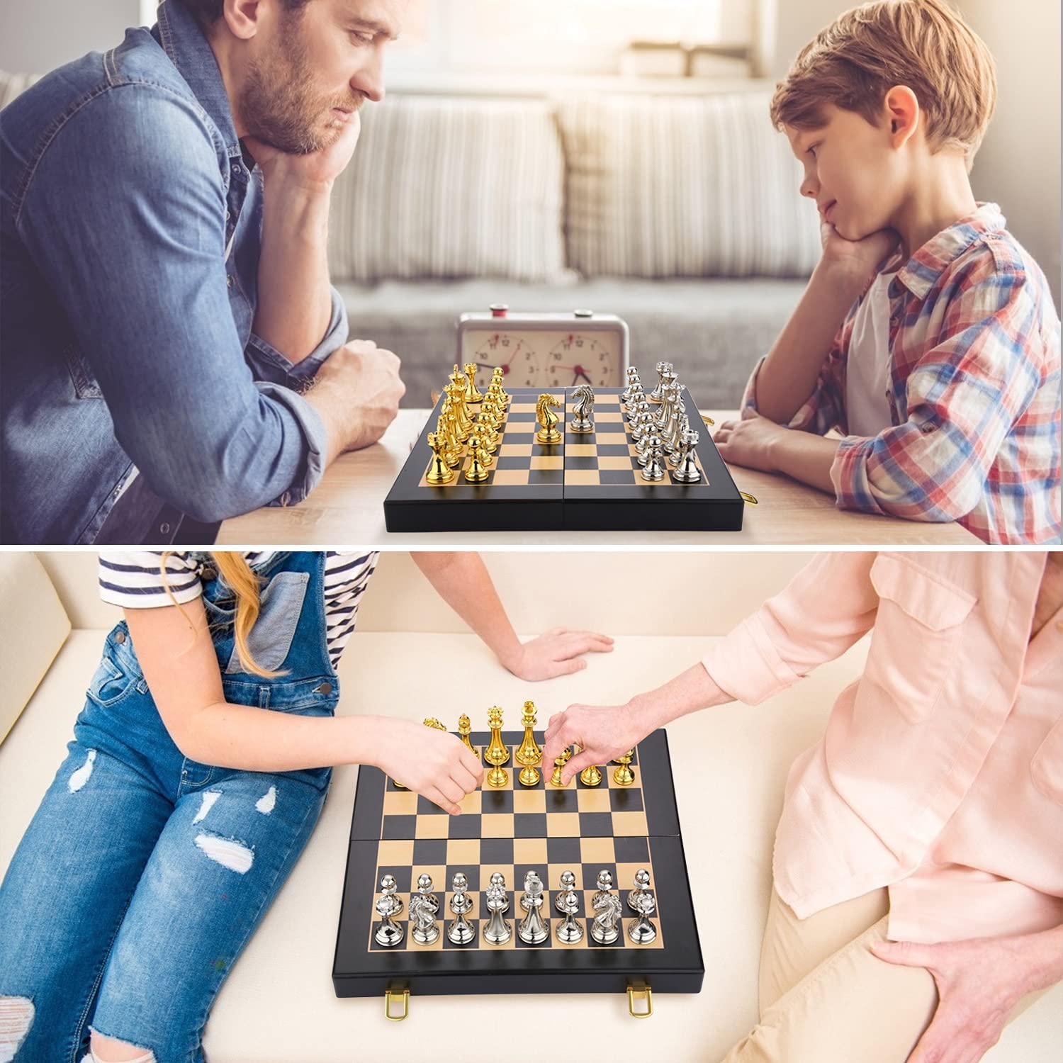 Wholesale Custom Luxury Chess Set with Foldable Design and Zinc-Alloy Material Chessboard