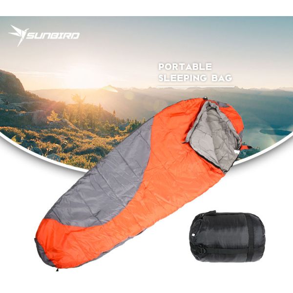 Orange Foldable Sleeping Bed 210 T Grid Cloth Pongee Fabric Outdoor