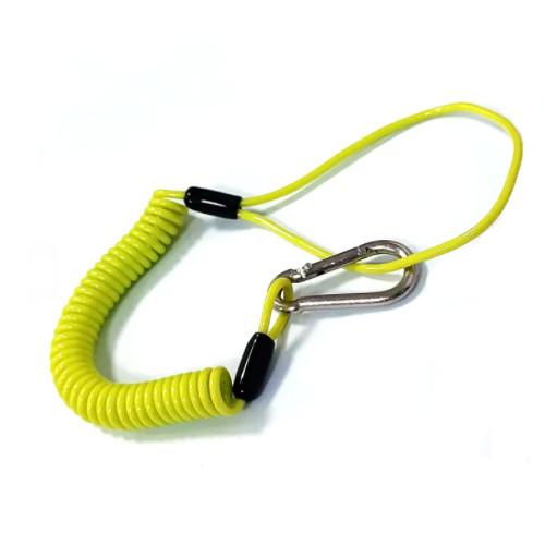 Light Green Spring Flexible Coil Lanyard With Carabiner & Wrist Loop