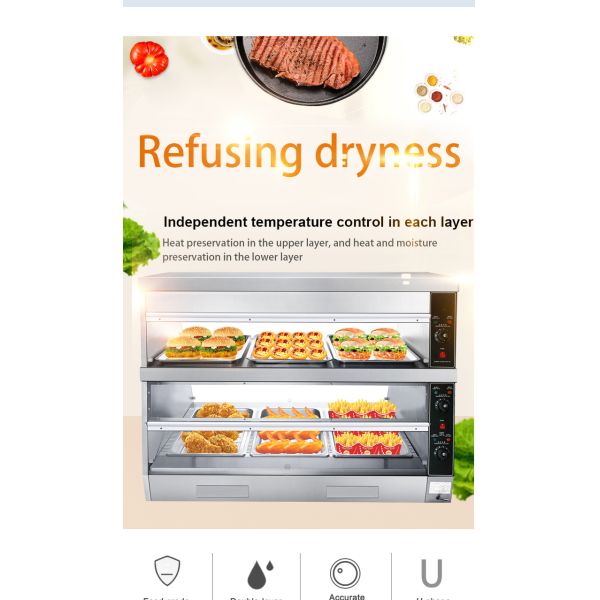 Коммерческая кухня Дисплей жареной курицы Теплее 1220*760*850 мм Витрина горячей еды