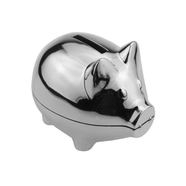 Laser Engraving Metal Houseware Zinc Alloy Silver Plated Mini Coin Bank