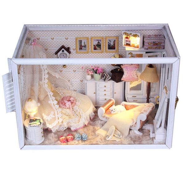 Dollhouse, DIY Lights House, Wooden Model, Education Romantic Full House, building model