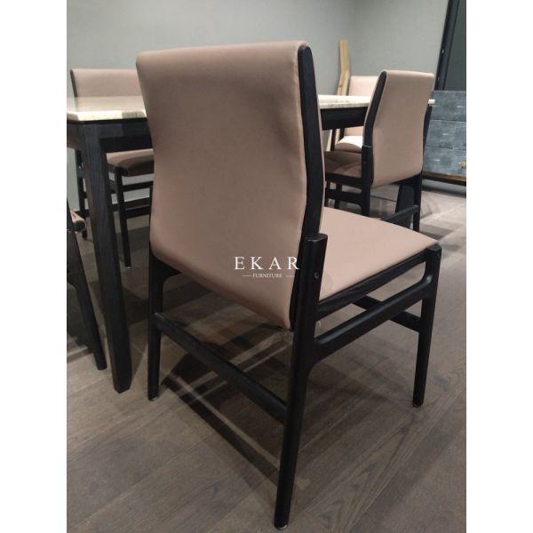 Italian Upholstered Solid Wood Frame Leather Modern Dining Chair