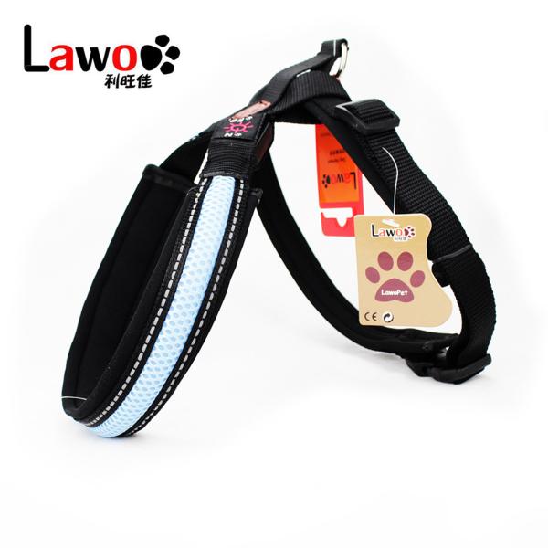 Rechargeable Airmesh Material Led Dog Harness , Easy Walk Dog Collar