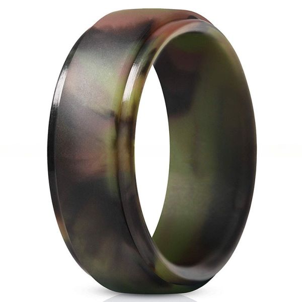 Sport Wedding Silicone Ring 8mm Step Edge Breathable For Men