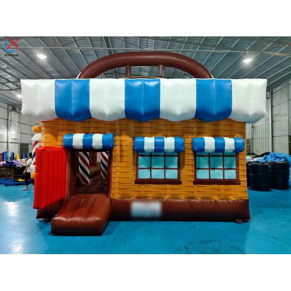 Barber Shop Themed Inflatable Bounce House Commercial Bouncy Castle for Kids