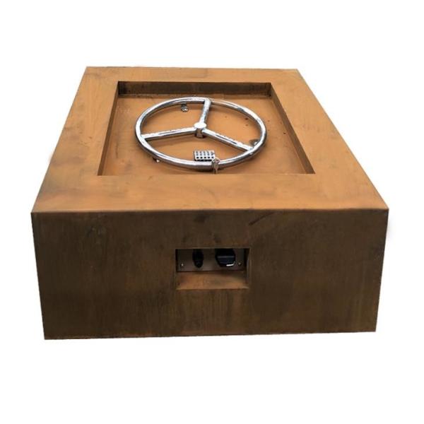 Square Patio Fireplace Outdoor Heater Corten Steel Gas Fire Pit Table
