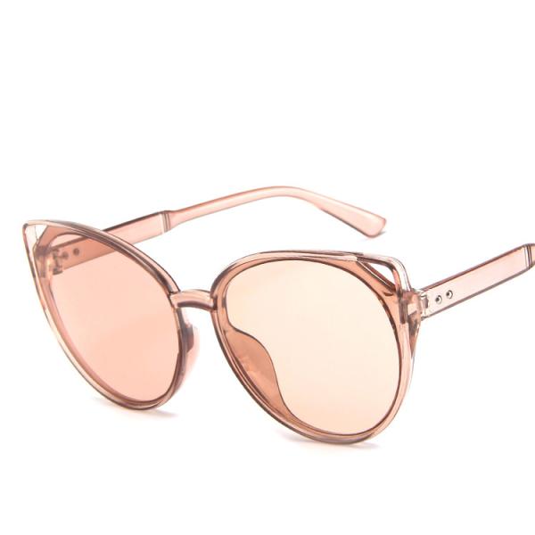 Female Silver Pink Lens Sunglasses Round Rose Gold Frame Retro Color Mirror Lens Glasses