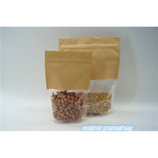 Kraft Paper Resealable k Stand Up Pouches / Food Packaging Pouches