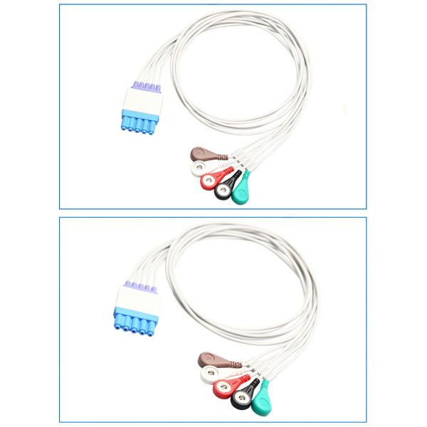 Adult Buckle ECG Connection Cable KB3-FS5A Five-Lead Wire Compatible CE Certified Class I 0.5m
