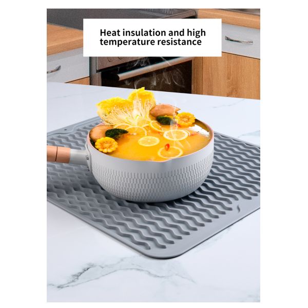 Custom Eco-friendly Silicone Dish Drying Mat Heat Resistant Trivet for Kitchen Counter
