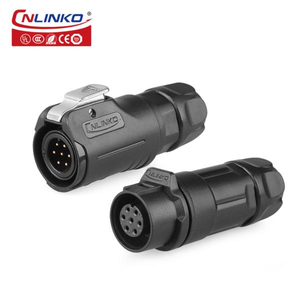 CNLINKO Male Female Panel Mount Industrial Wire Connector 7 Pin Waterproof Plug Socket Pogo Pin Connector
