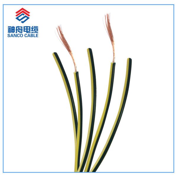 Yellow Green Grounding Cable 0.5mm2 Earth Flexible PVC Copper Wire