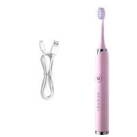 Ultrasonic Automatic Adult Electric Toothbrush Pink Rechargeable Usb With Size Is 5.5*24*3.1cm And Weight Is 41 gram