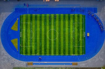 Blue Synthetic Tartan Running Track 13mm Thickness Sandwich Playground