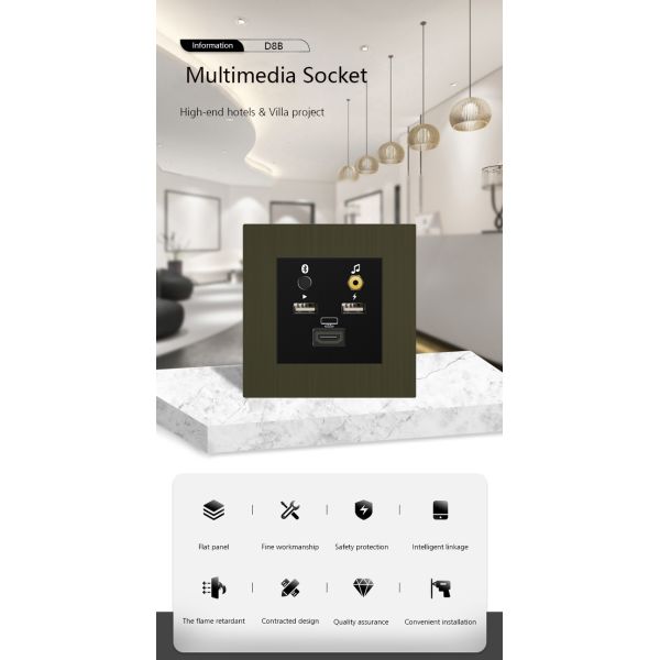 Smart Laffey Multimedia Wall Socket Champagne / Bronze Color
