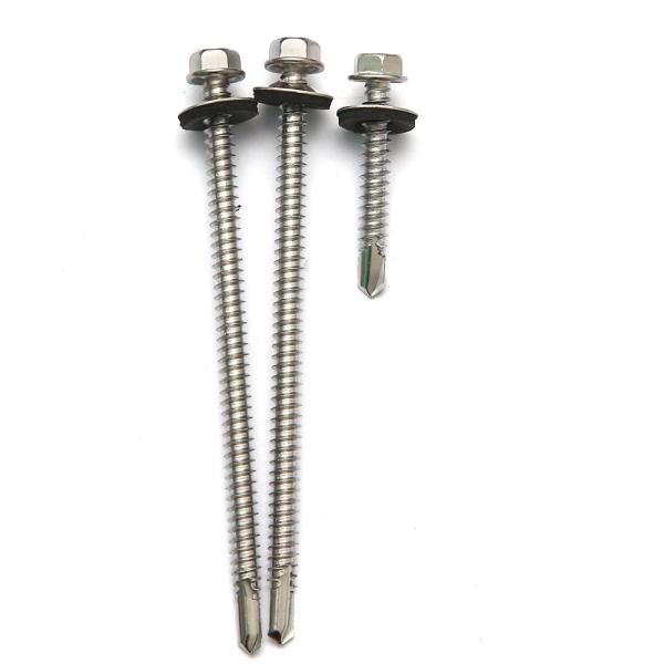 AISI 410 DIN7504K Hex Head Self Drilling Screws With 19mm EPDM Bonded Neoprene Washer