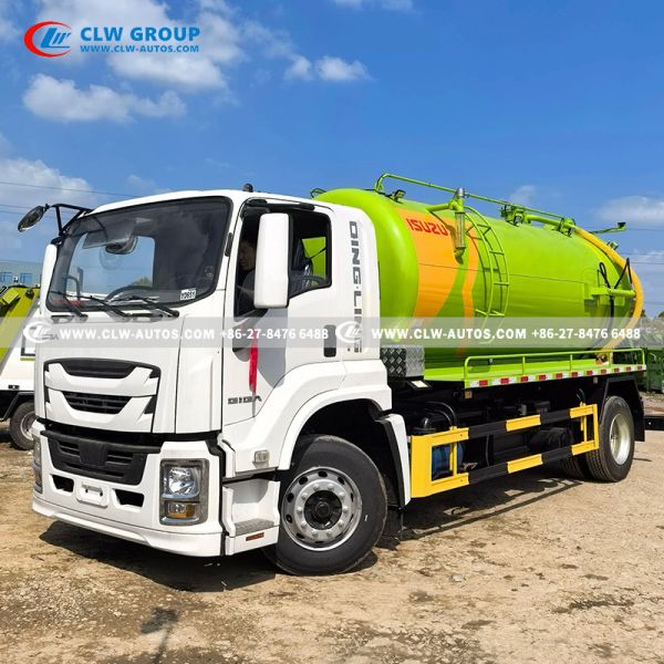 12 Cubic Meters Carbon Steel Tank Vacuum Sewage Suction Truck with High-efficiency Rotary Vane Vacuum Pump