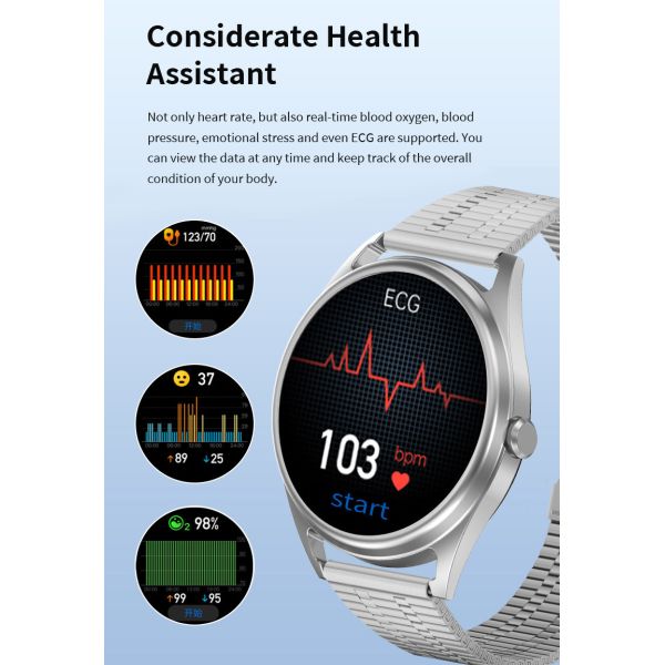 Кровяное давление Smartwatch ECG андроида касания 4G интерфейса 1.3inch UI полное