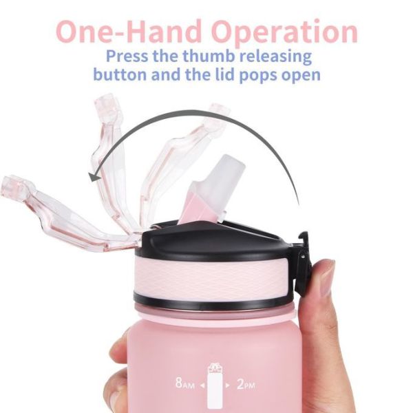 Botella de agua de Tritán a prueba de fugas botella de agua de 32 oz con marcador de tiempo libre de BPA asegúrese de beber suficiente agua para gimnasio acampar deportes al aire libre