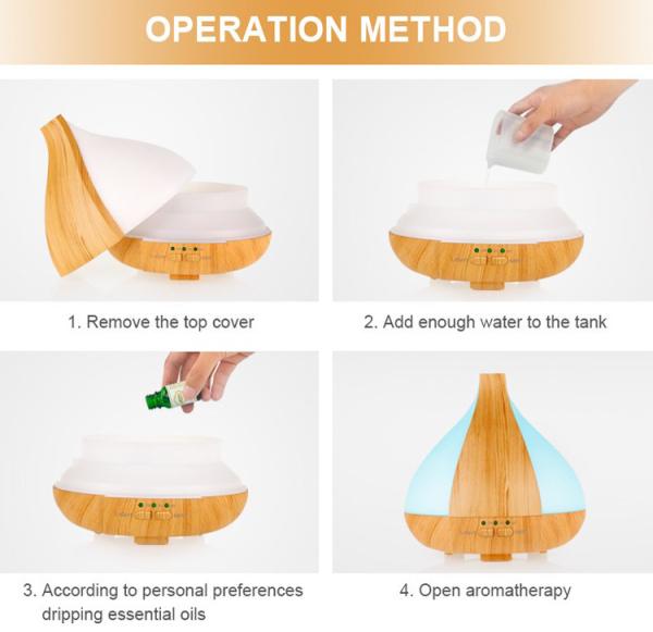 220ml Wood Grain Aromatherapy Diffuser With 7 Colors Fog Lamp