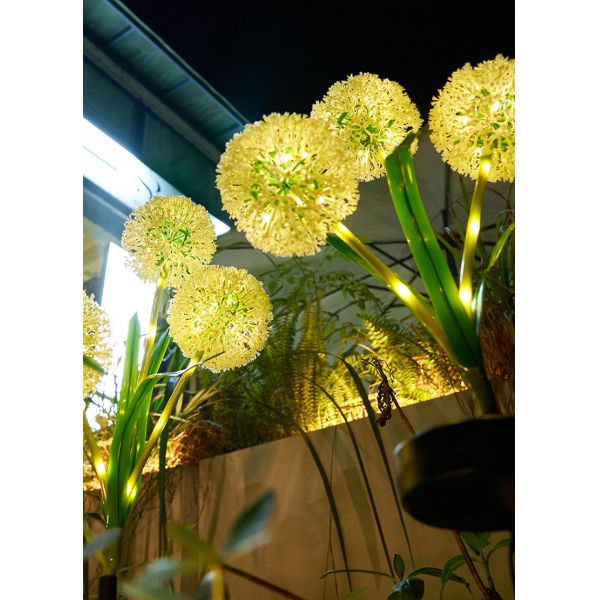 Ground Plug Triple Dandelion Solar Lawn Light for Outdoor Garden Landscape Ambient Patio