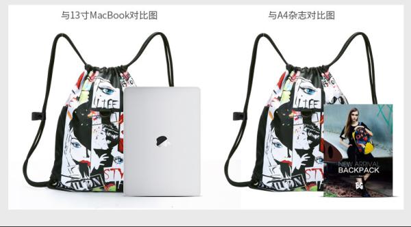 Foldable Students Waterproof Drawstring Bag Medium Size Customized Logo