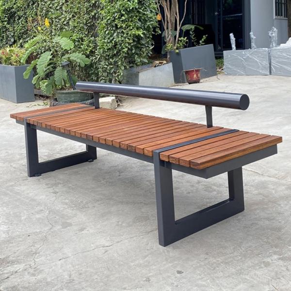 Bright Surface Outdoor Metal Bench With Back Wood Garden Bench