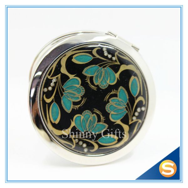 Shinny Gifts Lady Metal Makeup Mirror Exquisite And Durable Compact Mirror