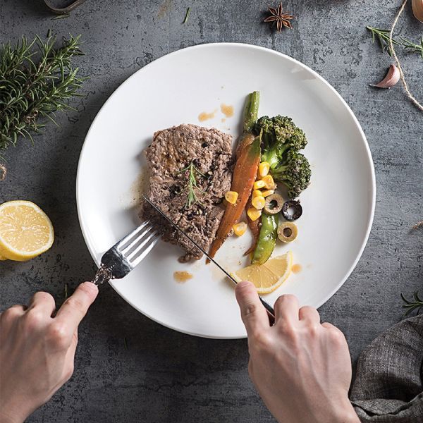 Ресторан Белые круглые формы Ужин Тарелки Посуда Порцелановые наборы