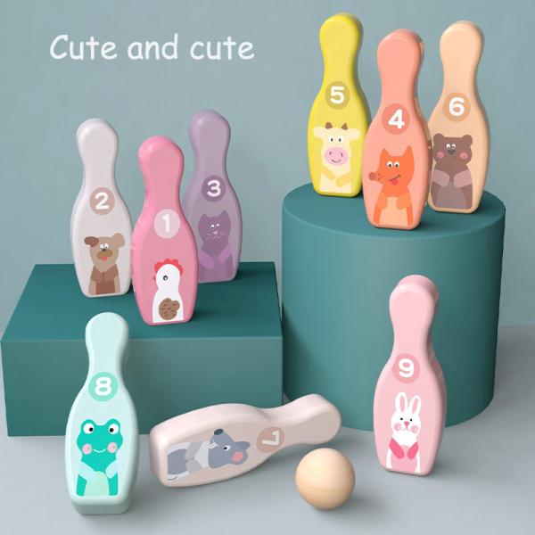 Non Toxic Colorful Bowling Toy Set Indoor Outdoor Games Smooth Fun
