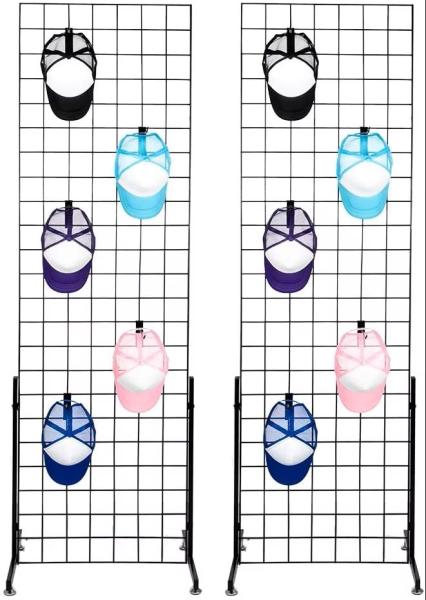Customized Black Metal Wire Display Racks Hanging Hook Metal Grid Display Rack