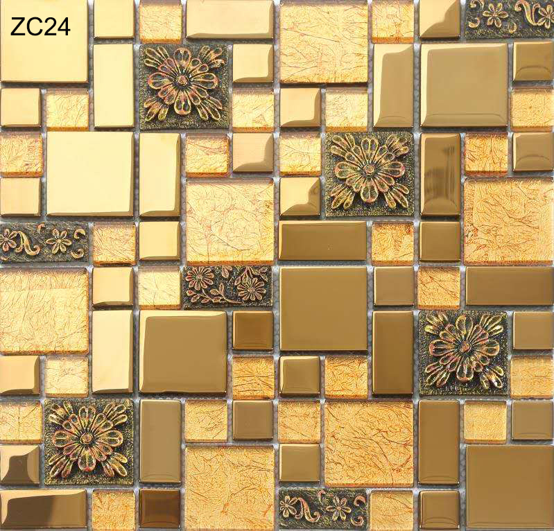 Wear-resistant and Firebrick Luxury Glass and Metal Wall Swimming Pool Mosaics For Renovation and Project