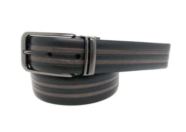 3.5cm Width Mens Casual Jeans Belt / Embossed Leather Dress Belt With Metal Clip Buckle