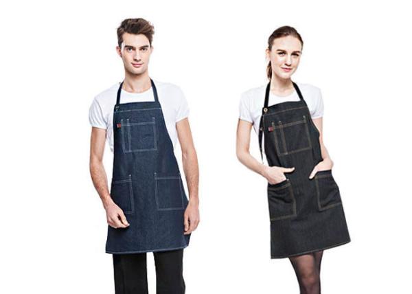 Solid Color Womens Kitchen Aprons Comfortable Wide Straps Collar Neck Hanging Design