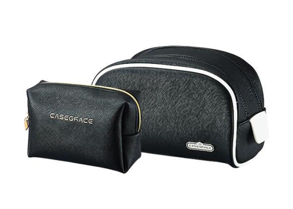 Multi - Functional Travel Makeup Pouch Separate Bag PU Leather Double Zipper
