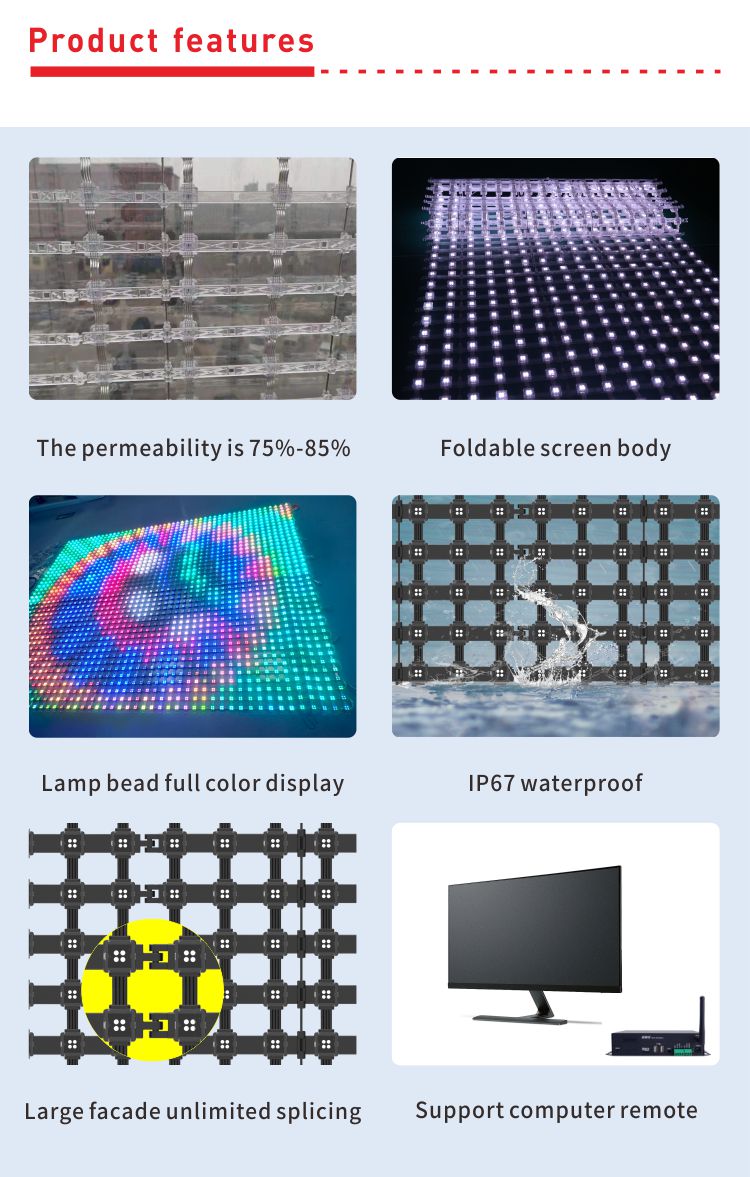 4LED Pixel LED Grid Screen Transparent Dmx Control для освещения зданий
