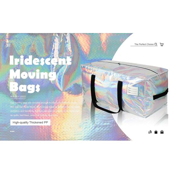 Heavy Duty Moving Bags 24-Gallon Extra Large Waterproof Foldable Clothing Storage Totes Bags With Zipper,Reinforced Handles,Packing Moving Boxes For Dorm & Seasonal Storage,Iridescent