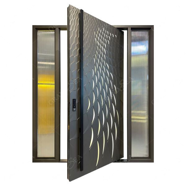 Aluminium Door with LED Lights American Senior Entrance Door Superior a Class Lock System Aluminium Door