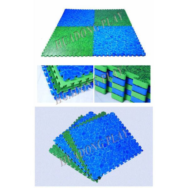 Blue Outdoor Rubber Flooring , EVA Playground Safety Mats Soft Touch